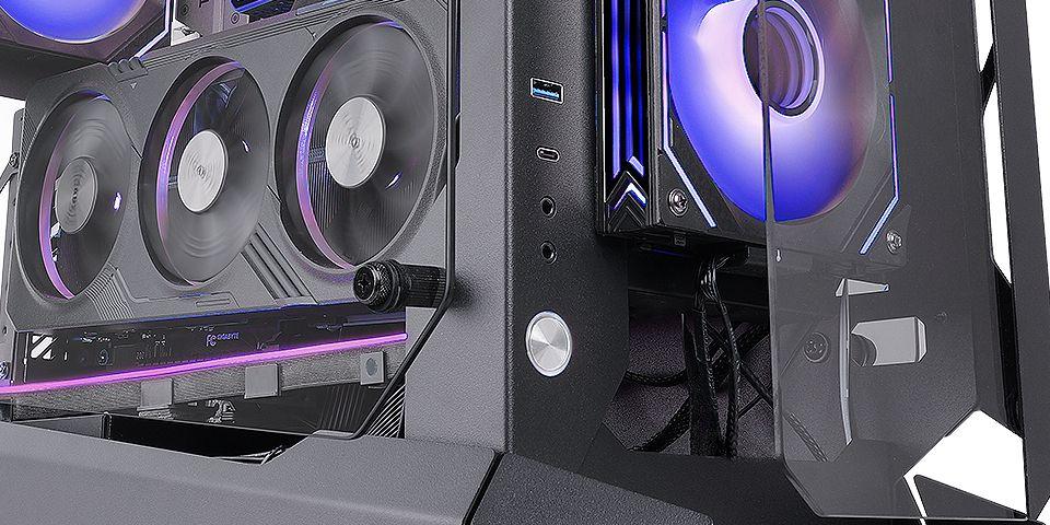 Caixa ATX MARS GAMING MCEDGE (ATX, Micro ATX, Mini-ITX - Midi Tower - SGCC, vidro temperado - Preto) — miniatura 3
