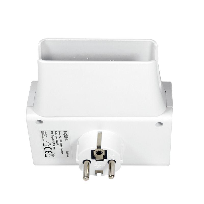 Adaptador de Tomada com Carregador USB LOGILINK PA0166 (Branco), miniatura 6