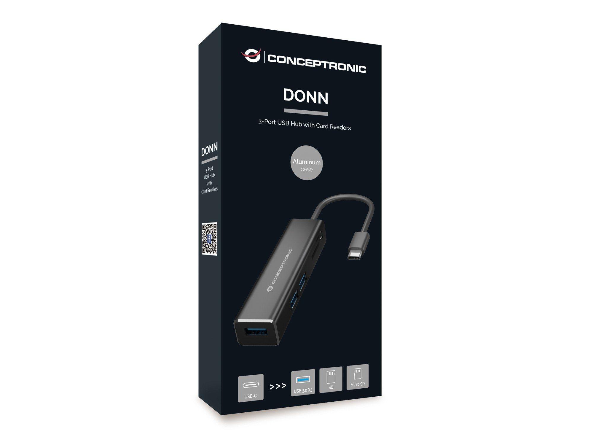 Hub USB-C CONCEPTRONIC DONN08B (20 cm - Preto) — miniatura 6