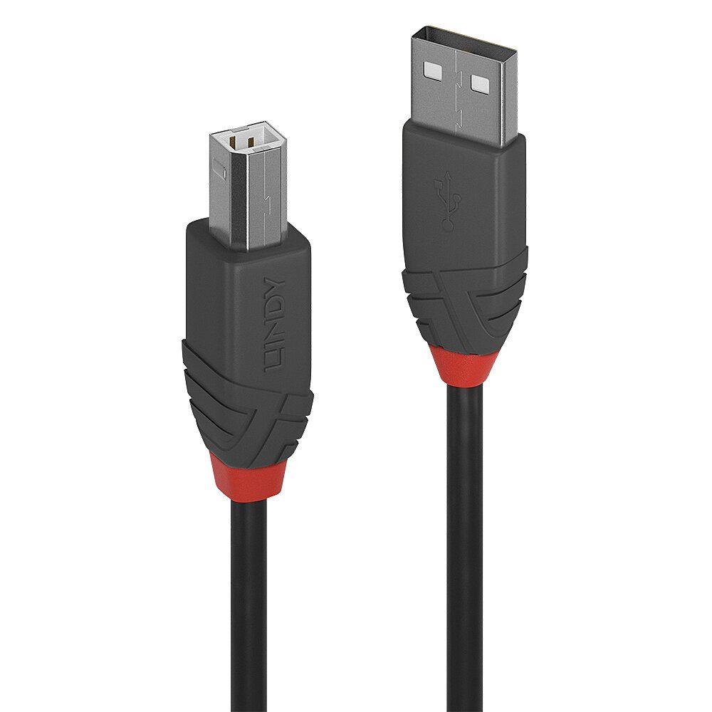 Cabo USB LINDY 36670 (0,2 m - USB-A macho - USB-B macho - Preto e Cinzento)