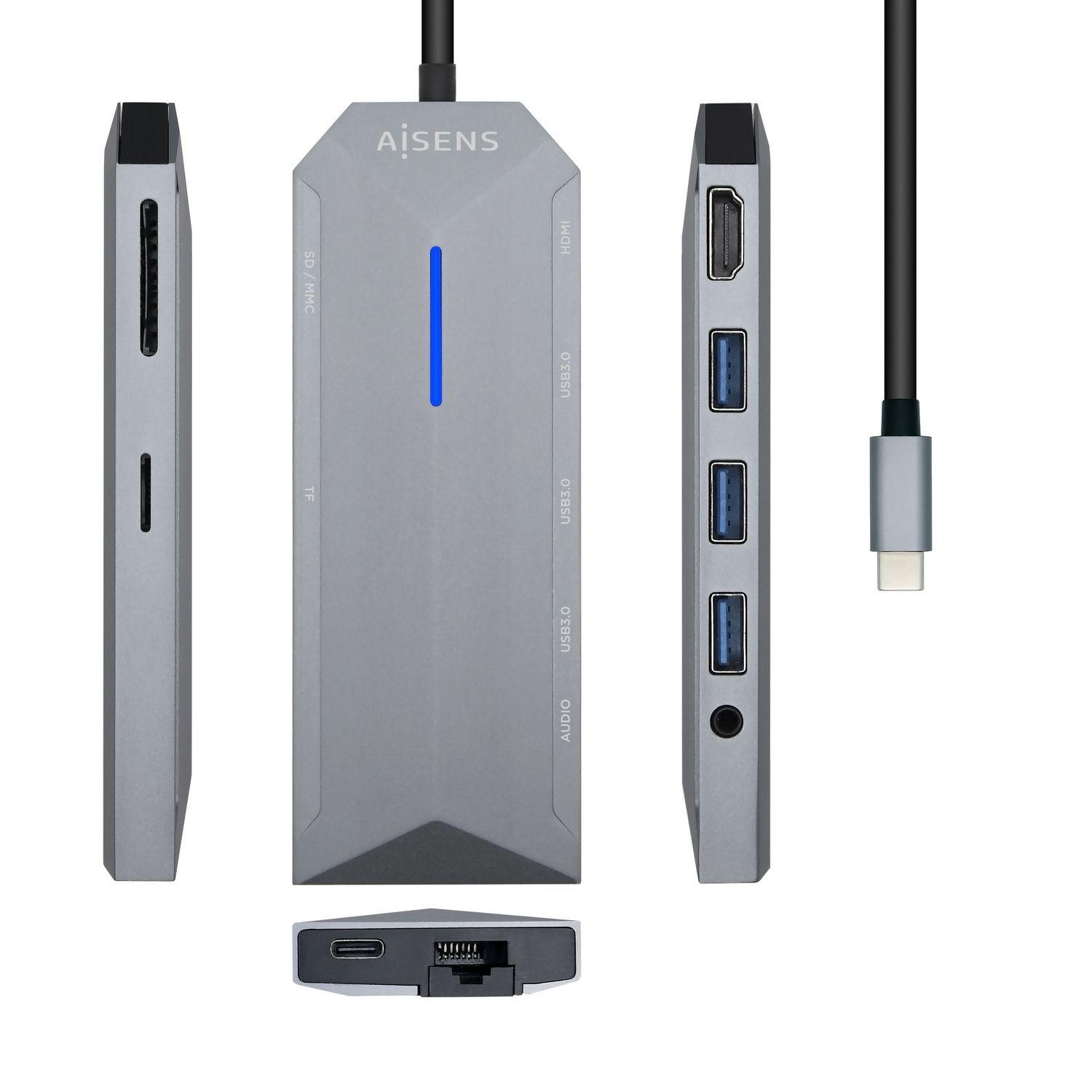 Estação de Acoplamento AISENS ASUC-9P001-GR (Thunderbolt 3 - Cinzento)