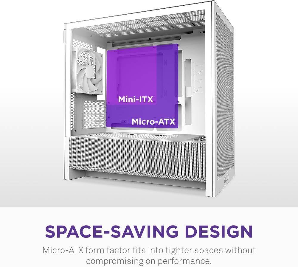 Caixa PC NZXT H3 Flow (micro ATX, Mini-ITX - Midi Tower - Micro-ATX, Mini-ITX - Branco) — miniatura 4