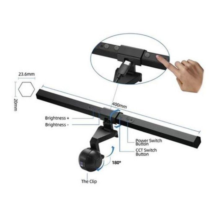 Candeeiro de Monitor LED EQUIP Lamp Touch (Alumínio e plástico - Preto), miniatura 3