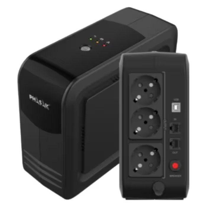 SAI UPS PHASAK Smart Lite PH 9497 (USB, RJ45 - Schuko - Preto) — miniatura 4