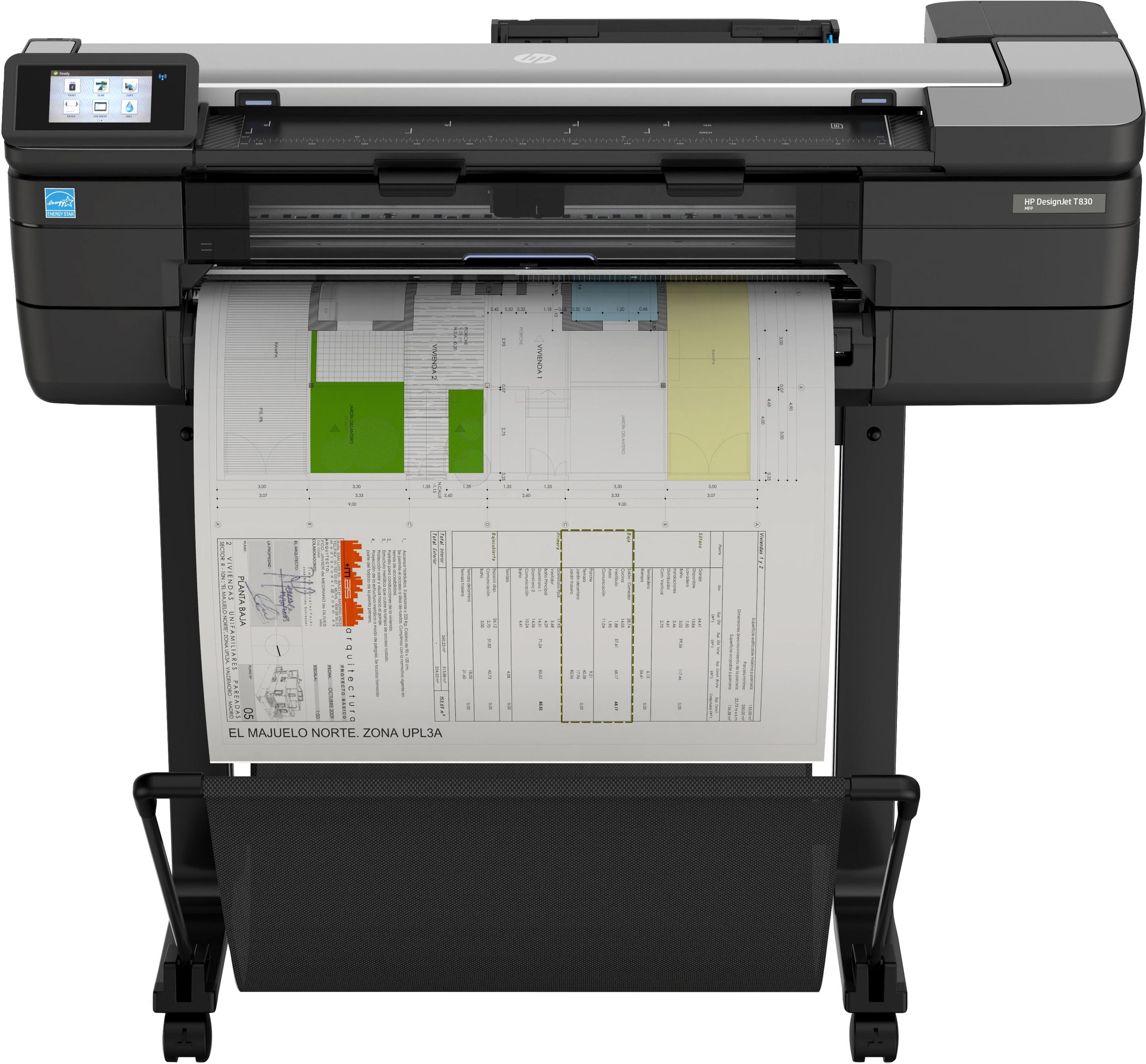 Plotter Multifunções HP DesignJet T830 24" (USB Tipo-A - Preto e Prateado)