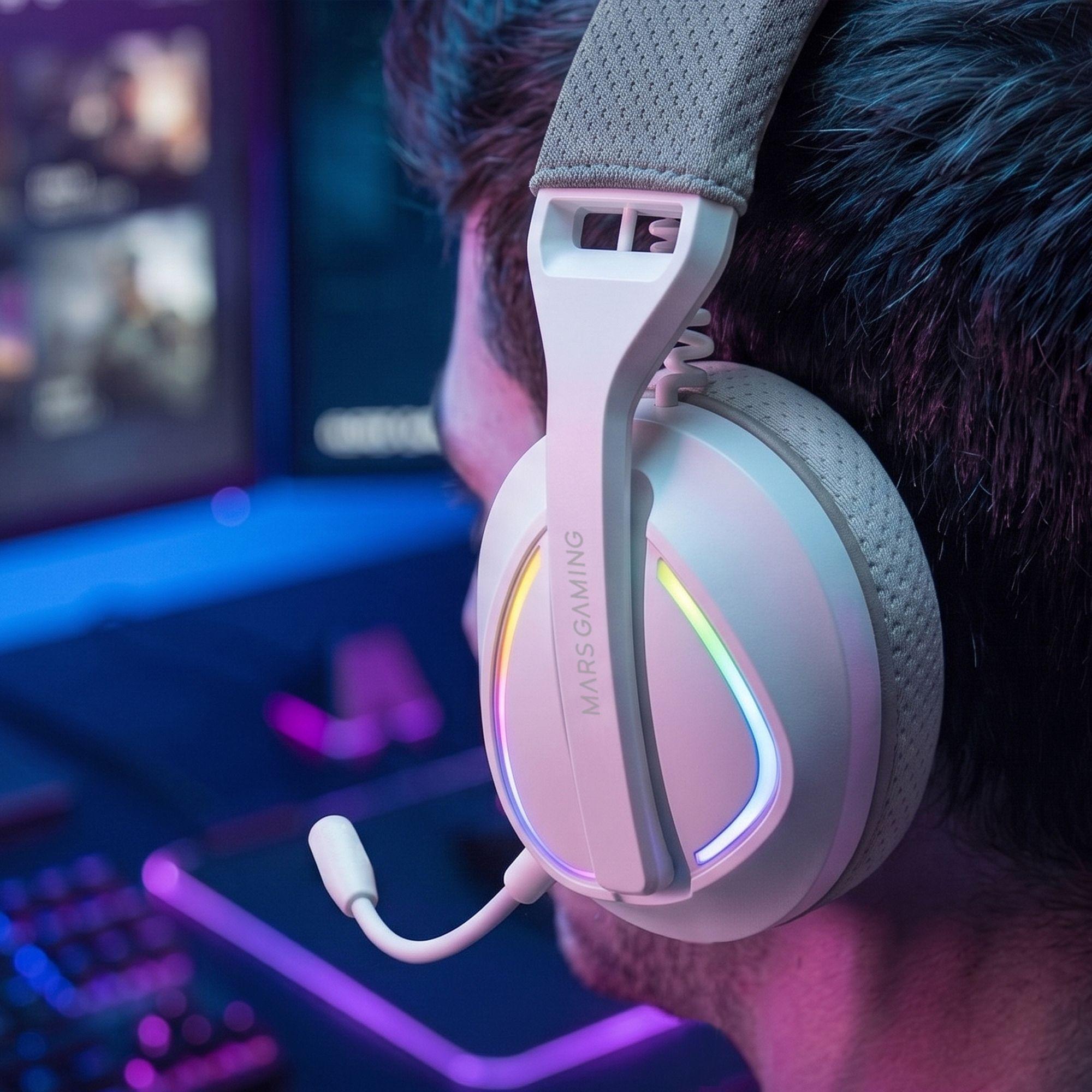 Headset Gaming MARS GAMING MHW-QUASAR (Branco), miniatura 4