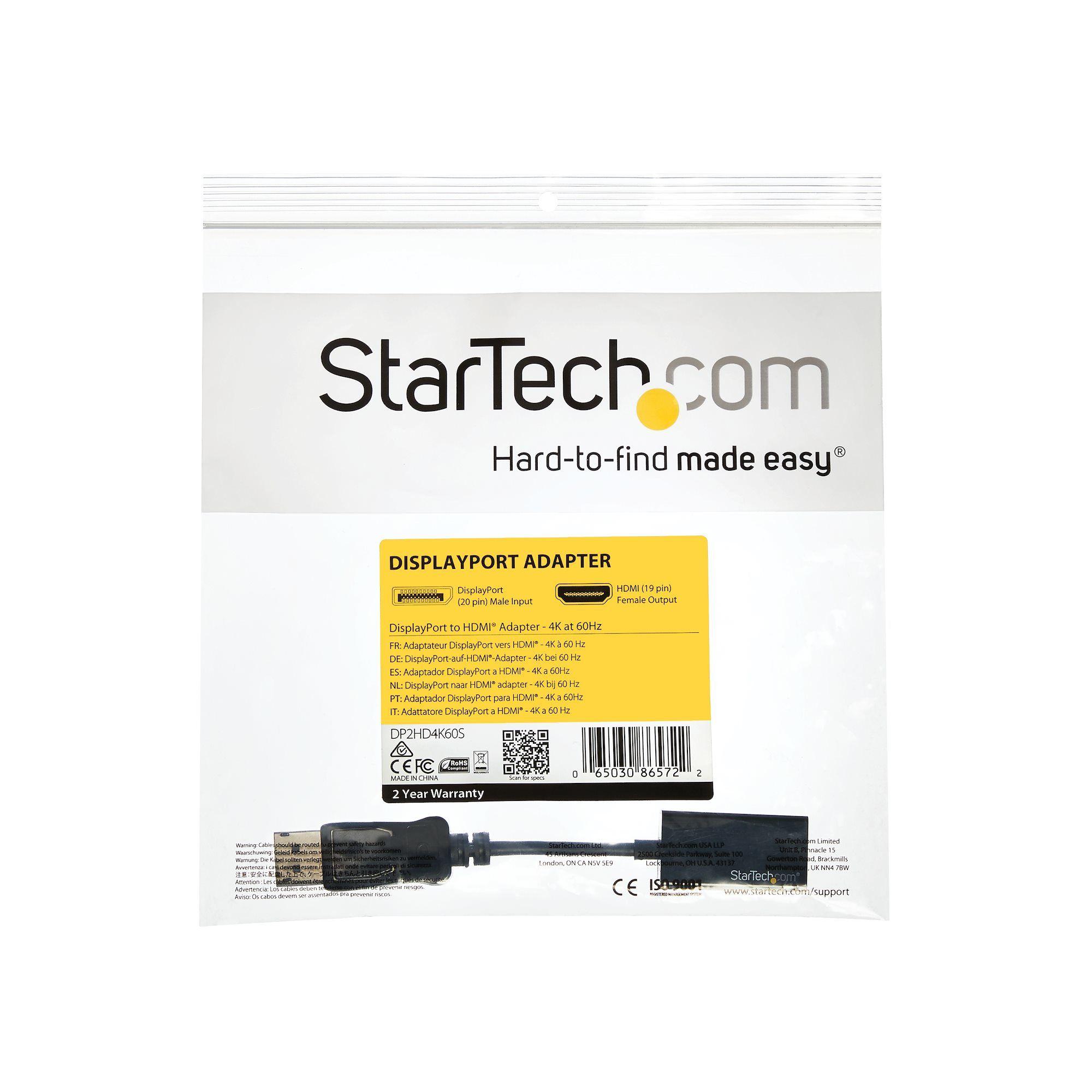 Adaptador DisplayPort para HDMI STARTECH.COM DP2HD4K60S (0,215 m - Preto) — miniatura 7