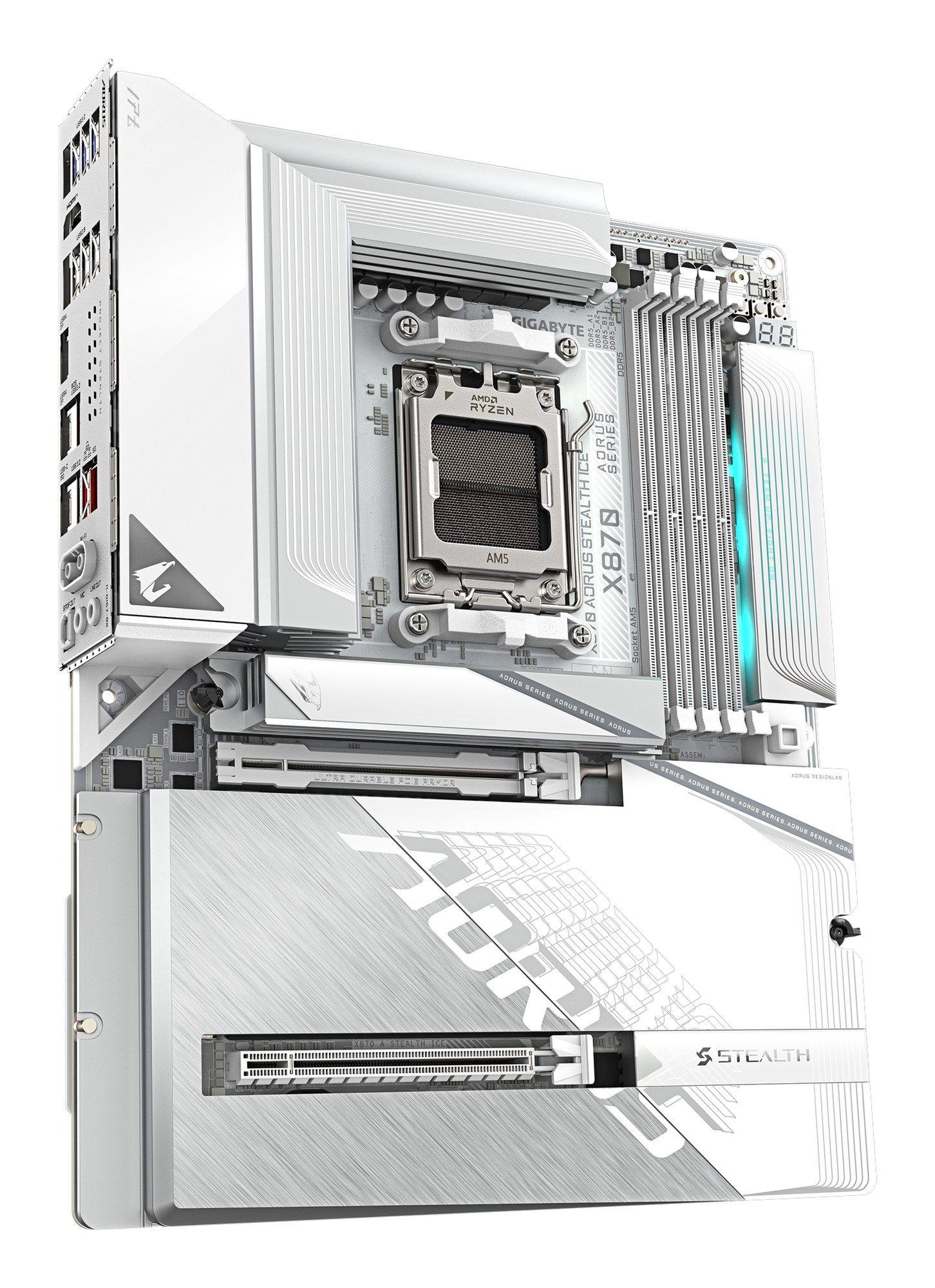 Motherboard GIGABYTE X870 AORUS STEALTH ICE (AM5 - ATX - Duplo canal - Branco), miniatura 4
