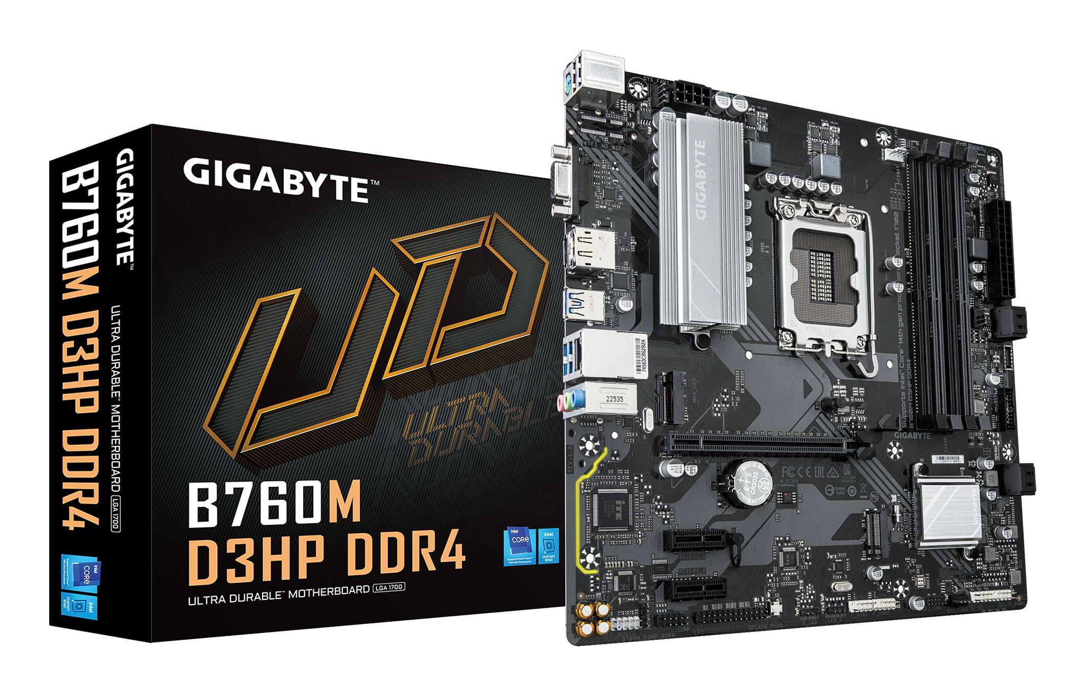 Motherboard GIGABYTE B760M D3HP DDR4 (LGA 1700 - micro ATX - Duplo canal - Castanho)