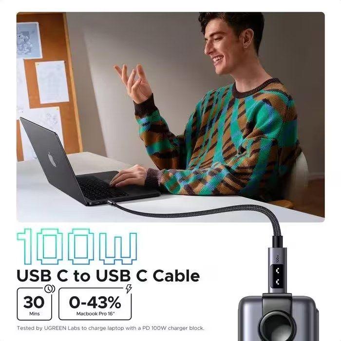 Cabo USB-C UGREEN Uno L509 (2 m - USB-C - Preto) — miniatura 4