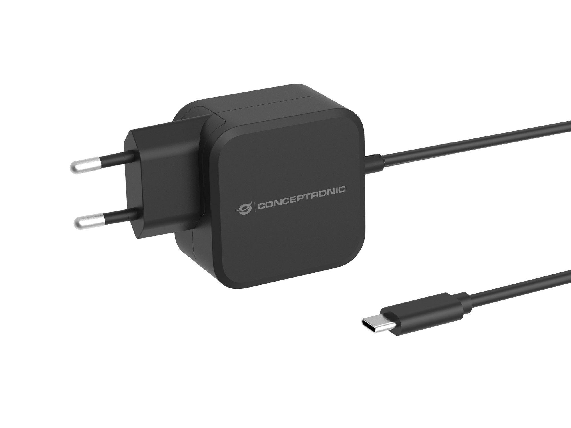 Carregador de Parede USB-C CONCEPTRONIC OZUL04BE (Universal - Preto), miniatura 2