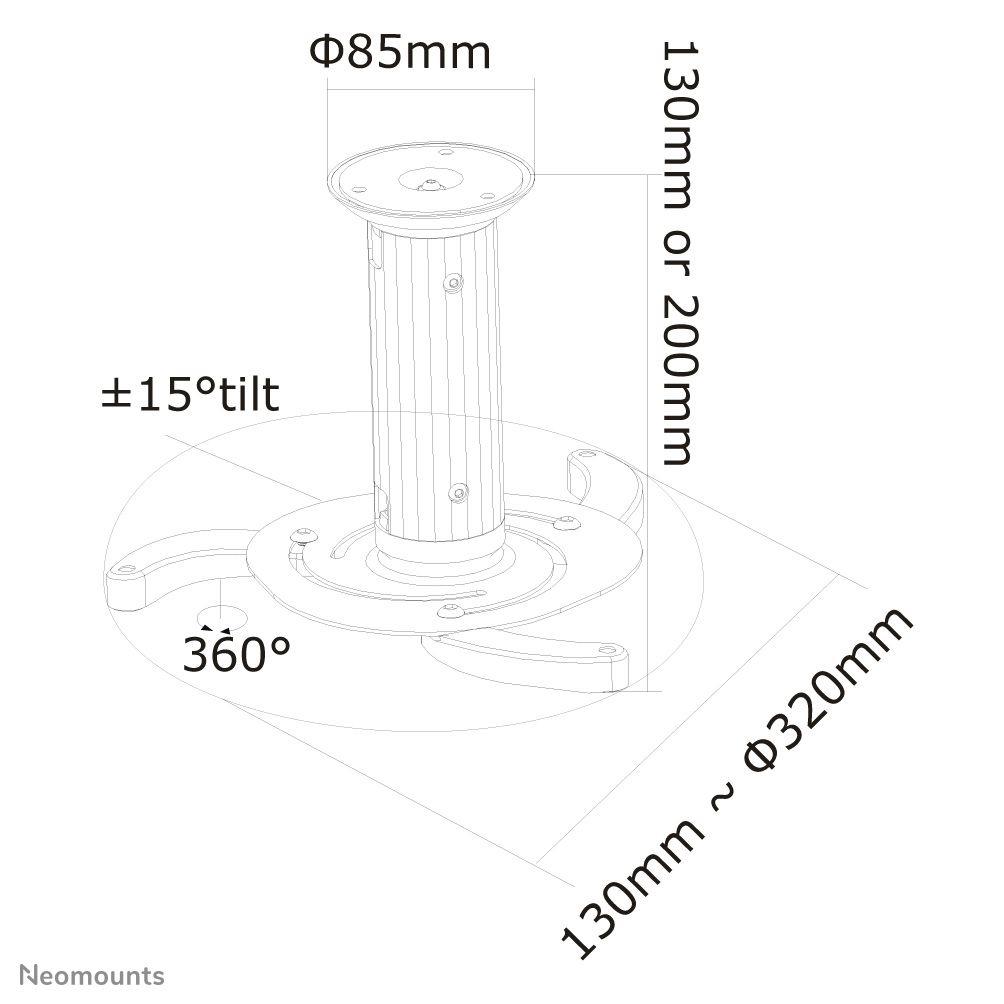 Suporte de Teto para Projetor NEOMOUNTS BEAMER-C80WHITE (15 kg - Teto - 0-30° - Branco) — miniatura 9