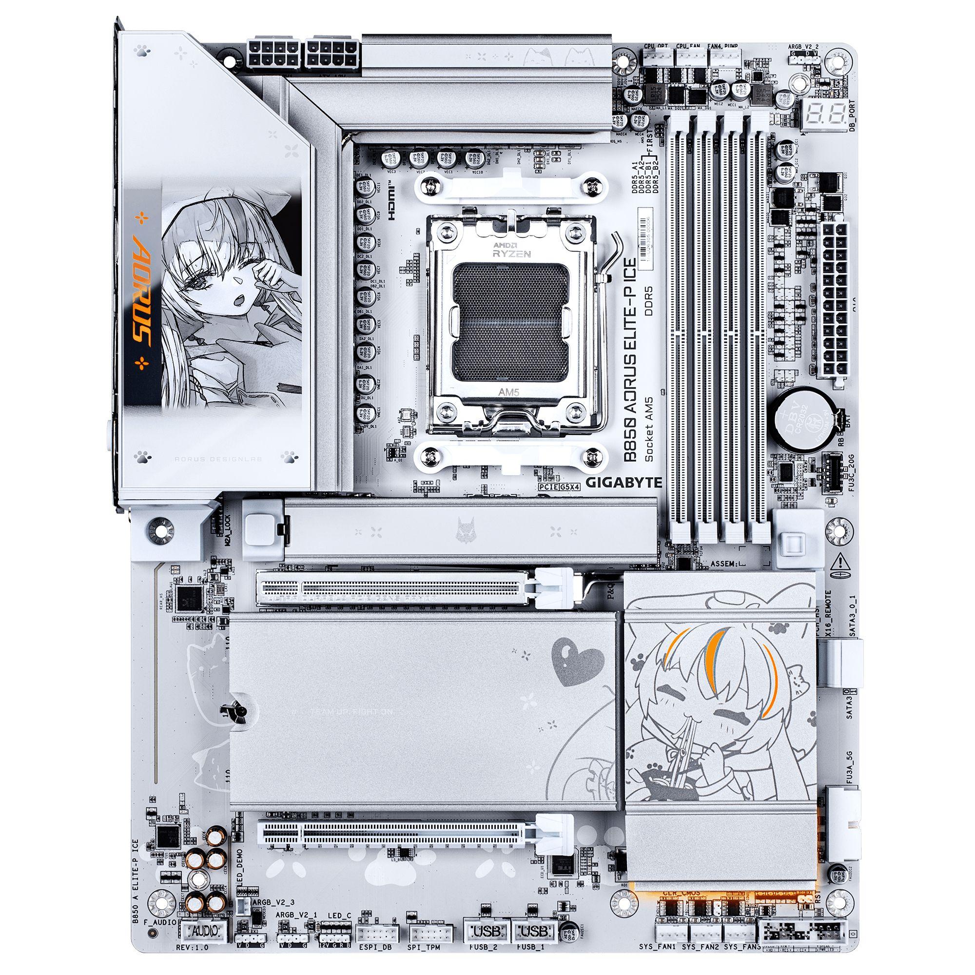 Motherboard GIGABYTE B850 AORUS ELITE-P ICE (AM5 - ATX - Dual channel - Branco), miniatura 2