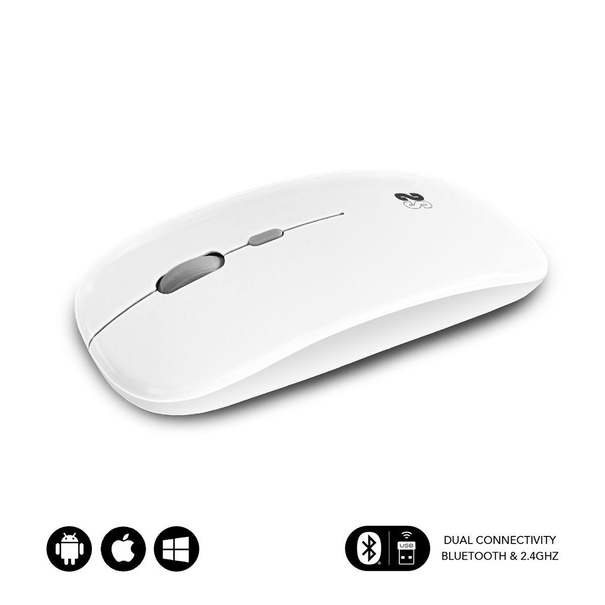 Rato SUBBLIM Dual Flat (Ambidestro - 1600 DPI - Ótico - Branco)