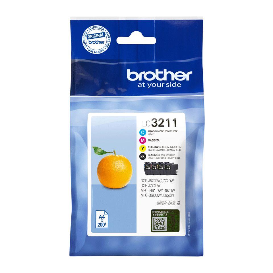 Tinteiro BROTHER LC3211VAL (200 páginas - Preto, Ciano, Magenta e Amarelo)