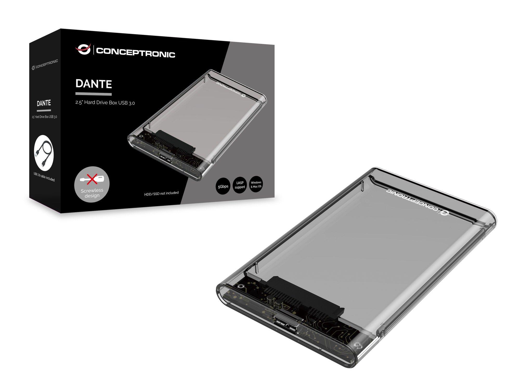 Caixa Externa SATA CONCEPTRONIC DANTE03T (2,5" - USB 3.0 / USB 3.2 Gen 1 - Transparente) — miniatura 2