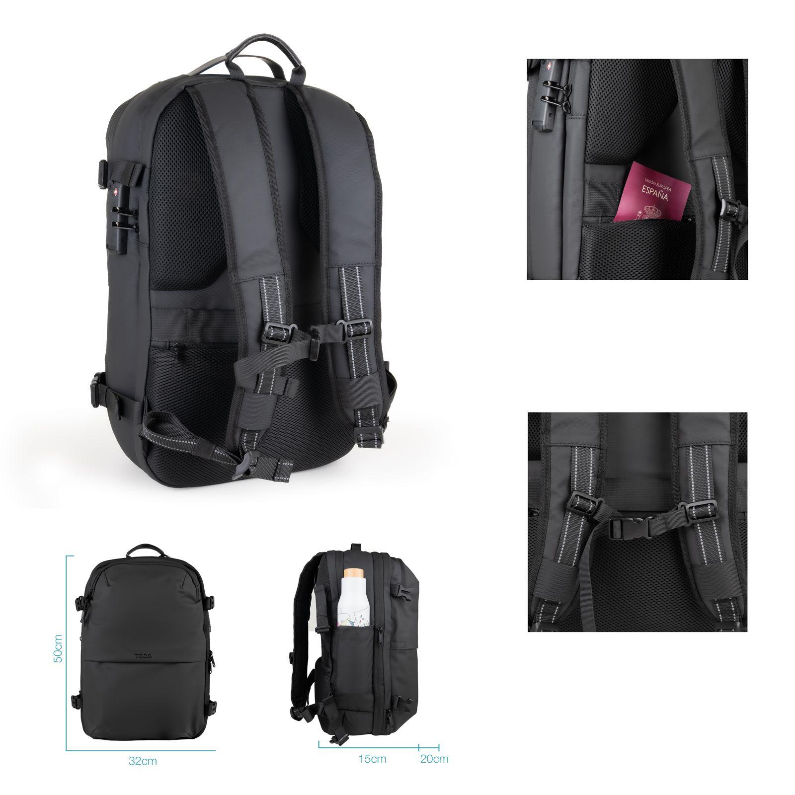 Mochila de Viagem TOOQ TQBP-V101-BK (17" - 30/55 l - Preto) — miniatura 3