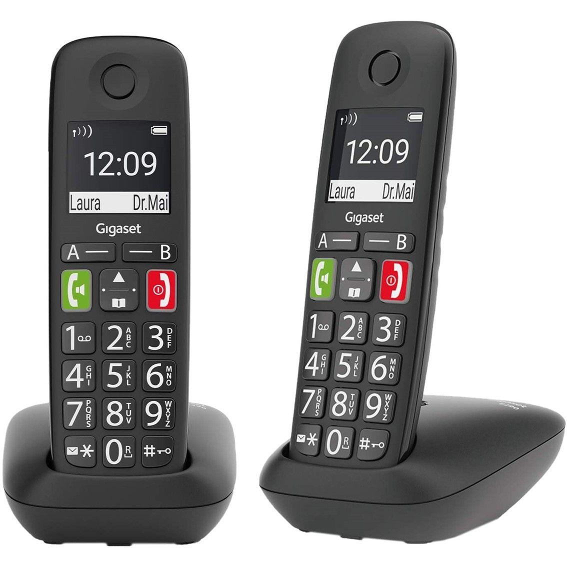 Telefone Sem Fios GIGASET E290 Duo (10 h - 2" - Preto)