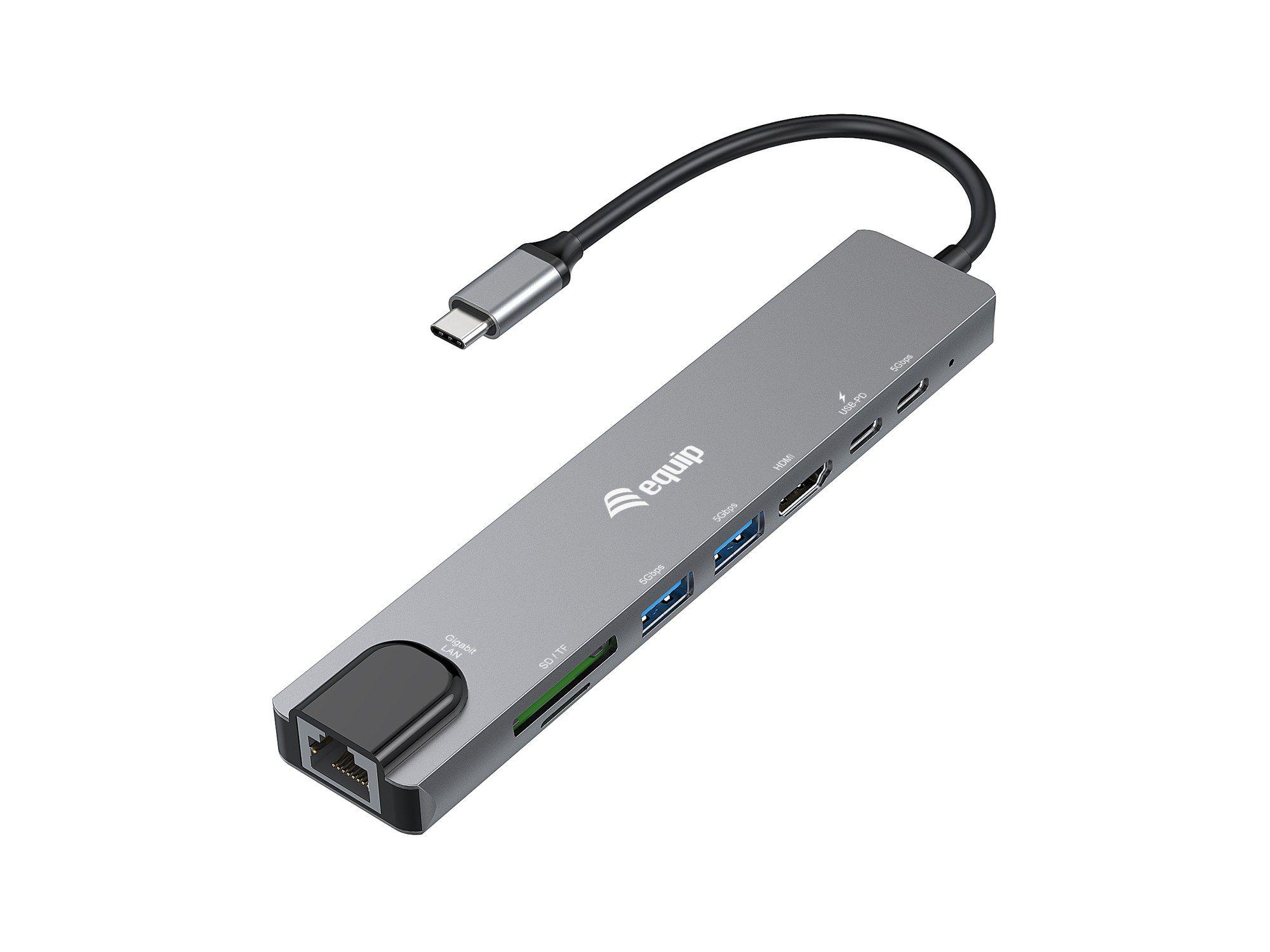 Base de Ligação e Replicador de Portas EQUIP 133497 (0,25 m - USB Type-C - Preto/Cinzento)