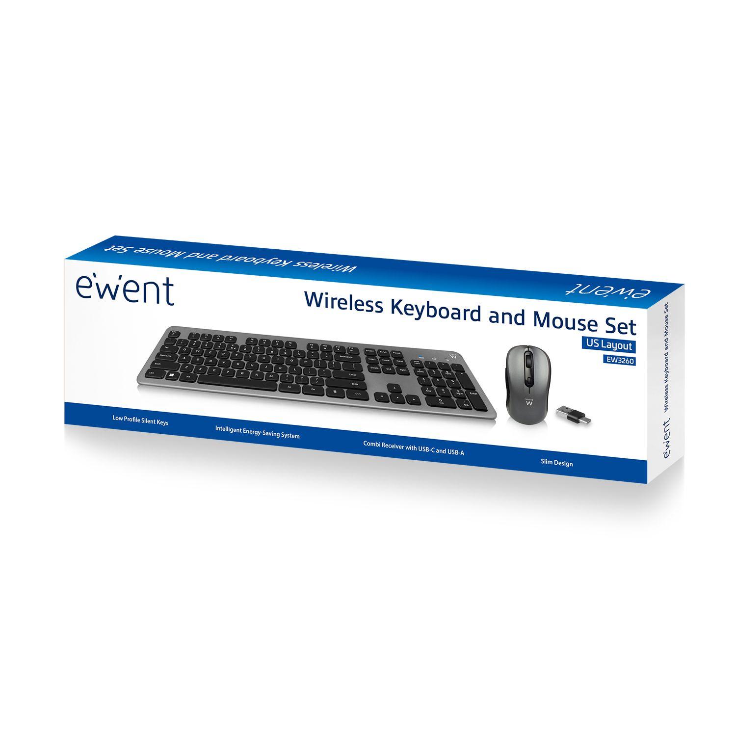 Conjunto de Teclado e Rato EWENT EW3272 (Espanhol - Interruptor de membrana - Tamanho completo - Preto/Cinza), miniatura 4