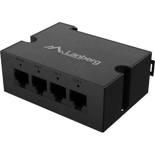 Extensor de Rede PoE LANBERG DIN-FE4-AT-30W (Fast Ethernet - PoE+ - 10/100 - Preto)