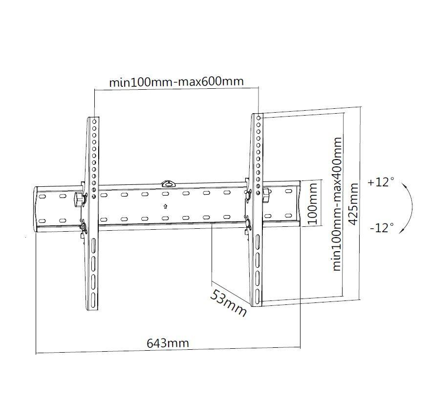 Suporte de Parede para TV EQUIP 650332 (37"-70" - VESA até 600 x 400 mm - Preto), miniatura 8