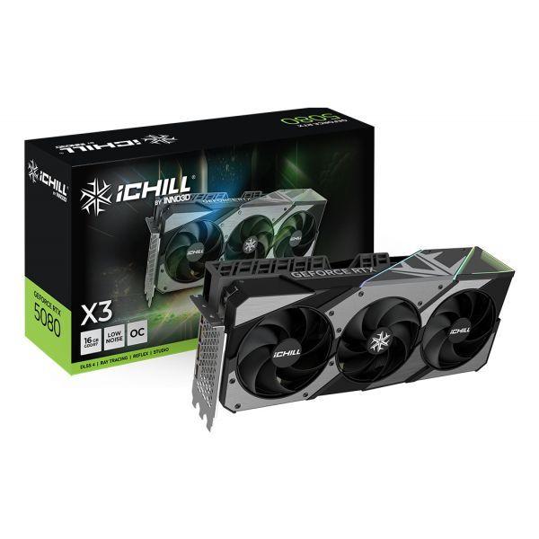 Placa Gráfica INNO3D iCHILL GeForce RTX 5080 X3 V2 (NVIDIA GeForce RTX 5080 - 30 Gbit/s - 16 GB - Preto e Prateado) — miniatura 2
