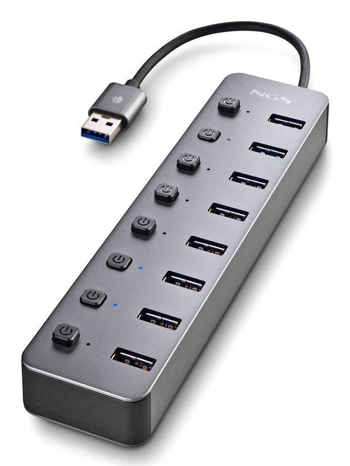 Hub USB NGS IHUB8 (0,18 m - USB 2.0 Type-A - Cinzento)