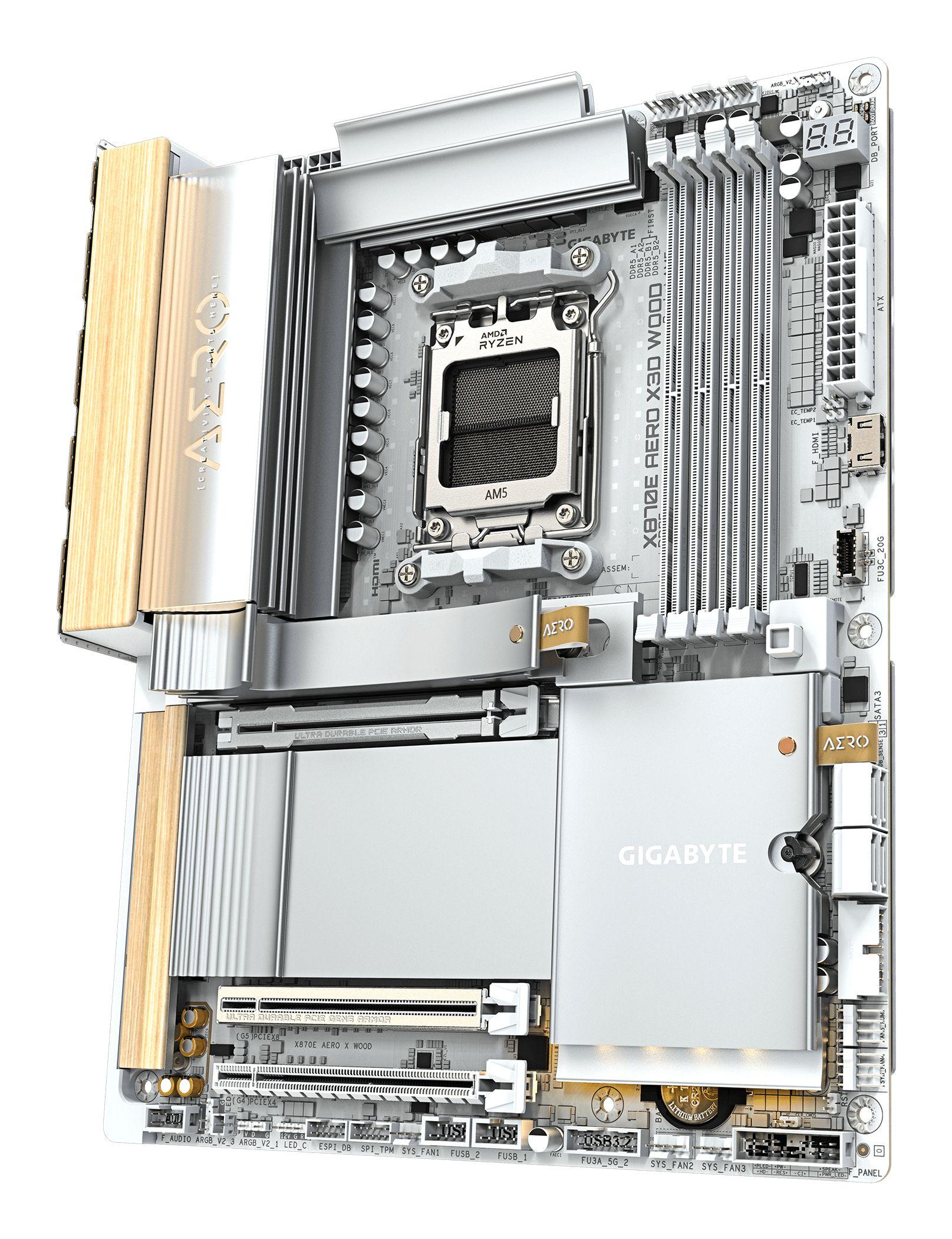 Motherboard GIGABYTE X870E AERO X3D WOOD (AM5 - ATX - Duplo canal - Branco), miniatura 4