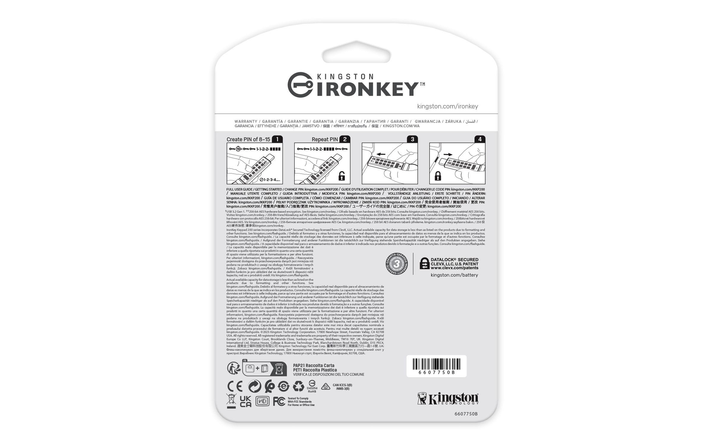 Pen USB KINGSTON IronKey Keypad 200 (512 GB - Manga - Sleeve - Azul), miniatura 4