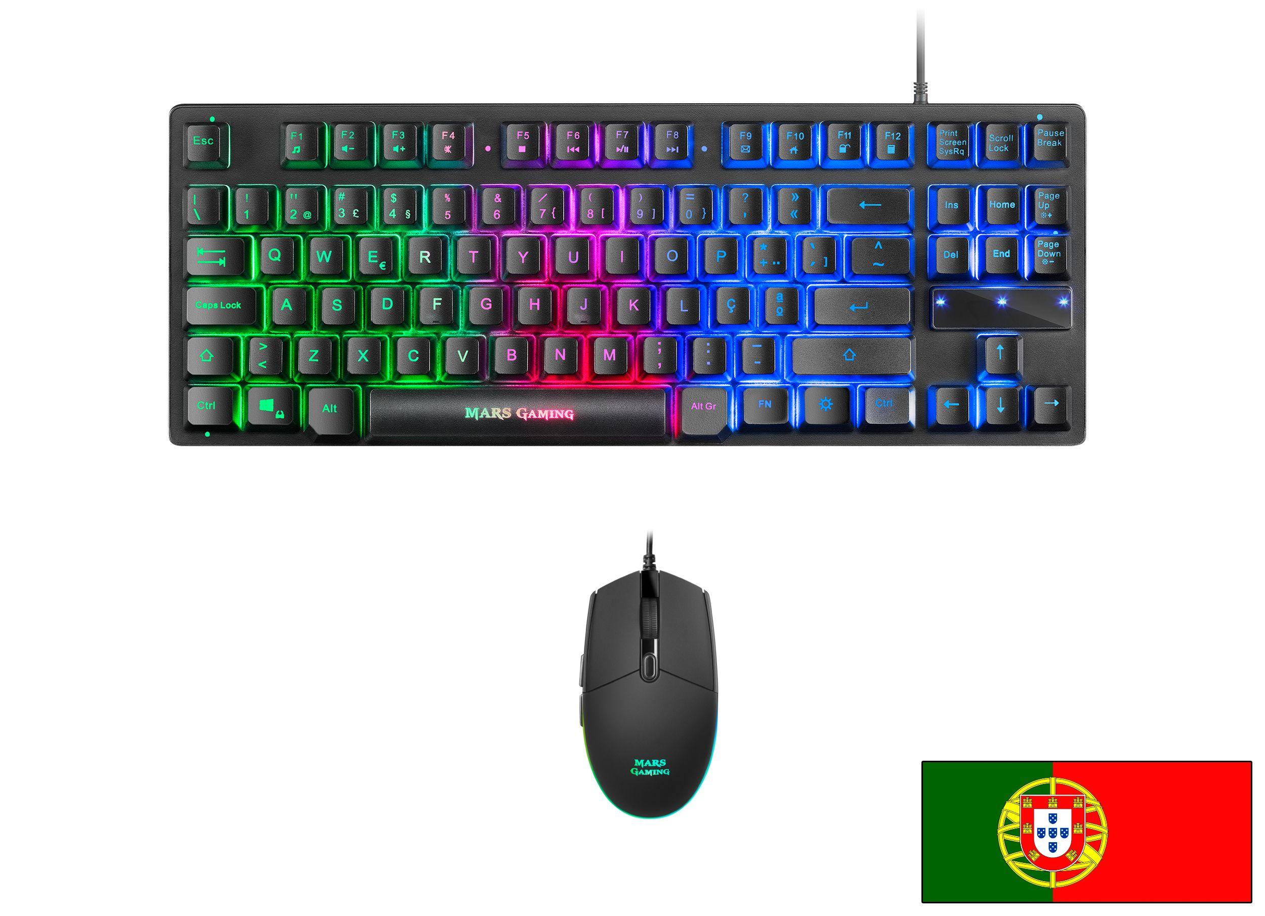 Conjunto Teclado e Rato MARS GAMING MCPTKL (Português - Membrana - TKL - Preto)