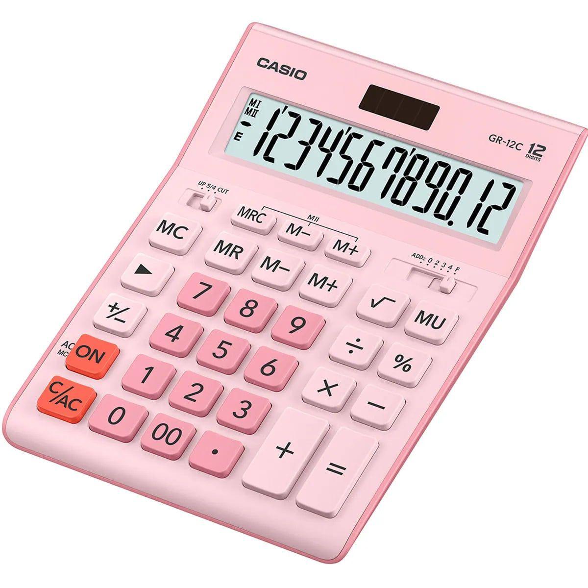 Calculadora de Secretária CASIO GR-12C-PK (Plástico - Rosa)