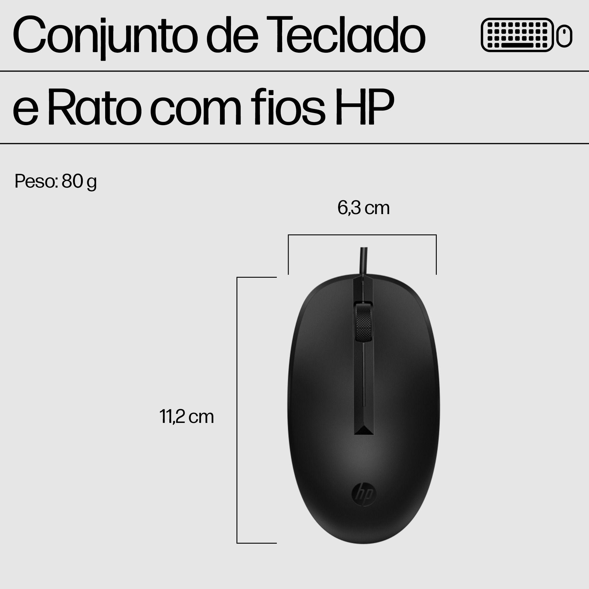 Conjunto de Teclado e Rato HP Combo 225 (Plunger - Tamanho completo - USB - Preto), miniatura 5