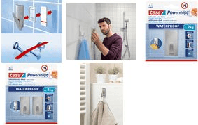 Gancho de Casa de Banho TESA Powerstrips Waterproof L (Metal - Retangular)