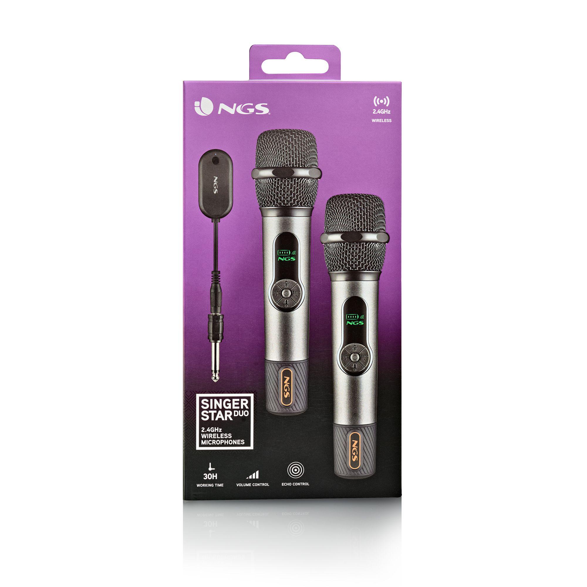 Kit de Microfones Sem Fios NGS SINGER STAR DUO (Sem fios - Preto) — miniatura 8