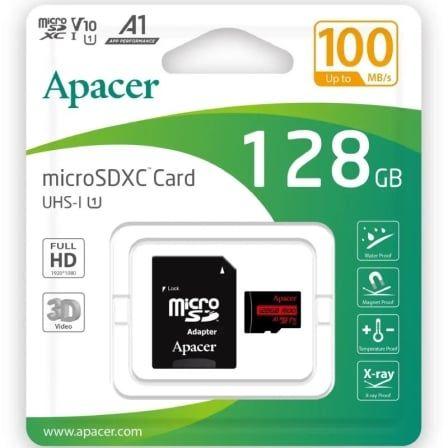 Cartão de Memória APACER AP128GMCSX10UB-R (128GB - Até 100 MB/s)