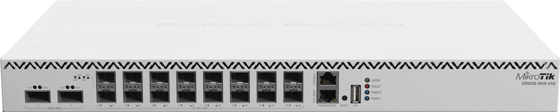 Switch Gerido MIKROTIK CRS518-16XS-2XQ-RM (10/100 Mb/s - 1200 Gbit/s - Fast Ethernet)