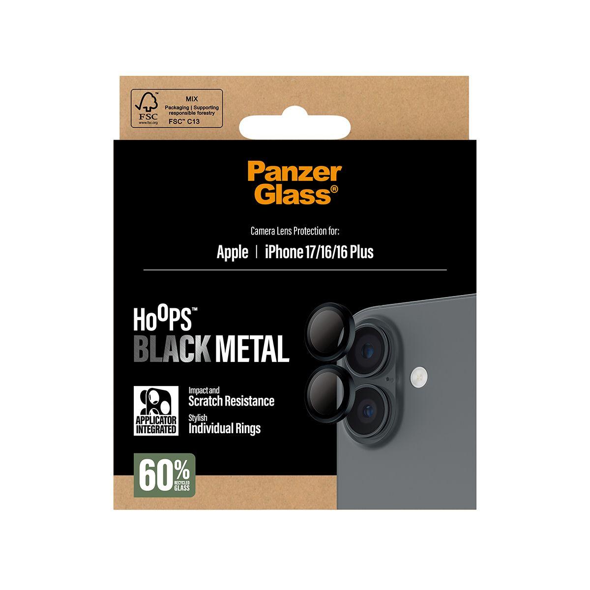 Protetor de Câmara PANZERGLASS Hoops (Apple - Vidro temperado, Silicone - Preto), miniatura 3