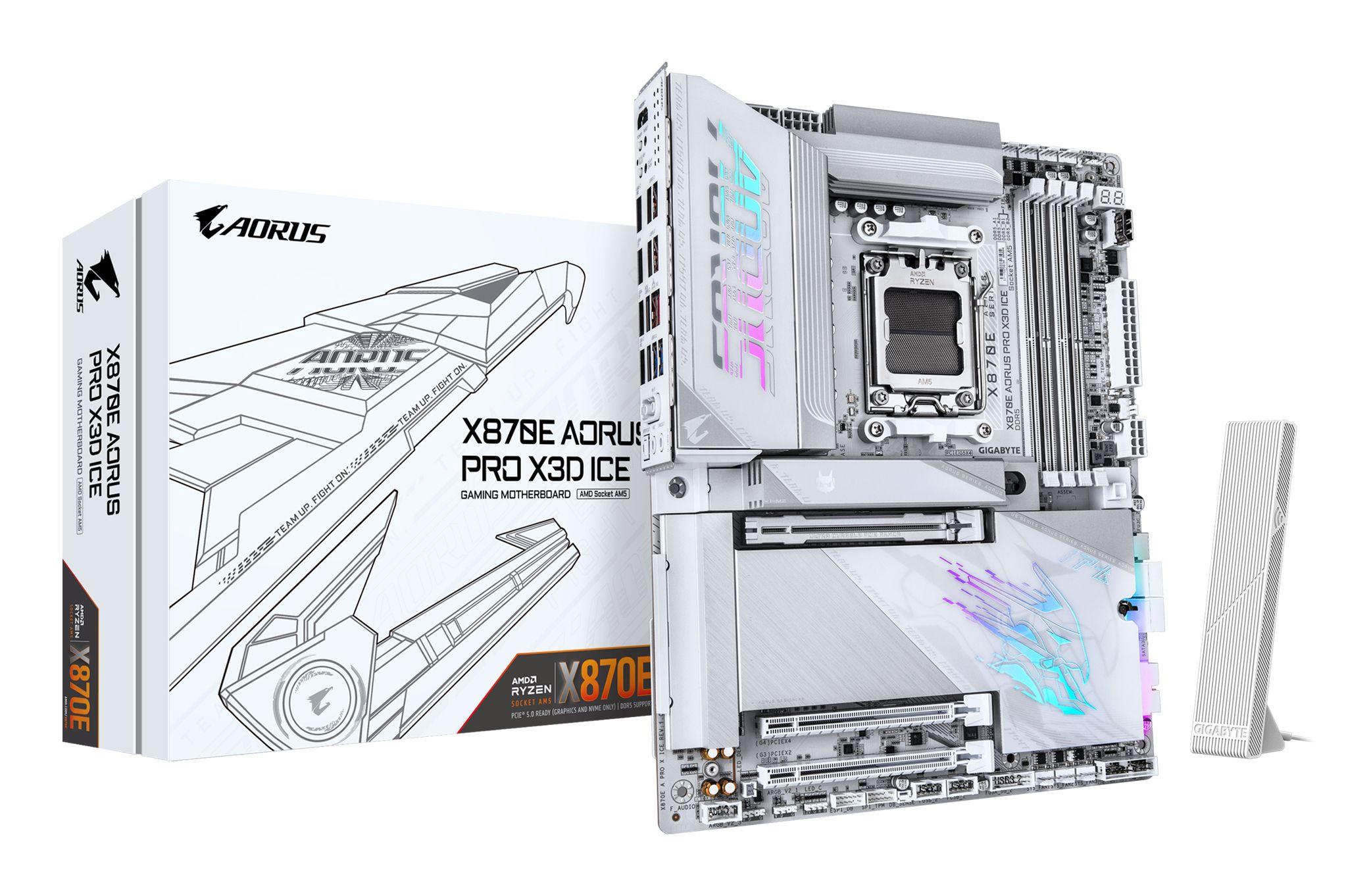 Motherboard GIGABYTE X870E AORUS PRO X3D ICE (AM5 - ATX - Duplo canal - Branco)