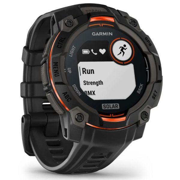Smartwatch GARMIN Instinct 3 Solar 45mm (Redondo - Android, iOS - MIP - Preto/Laranja) — miniatura 3