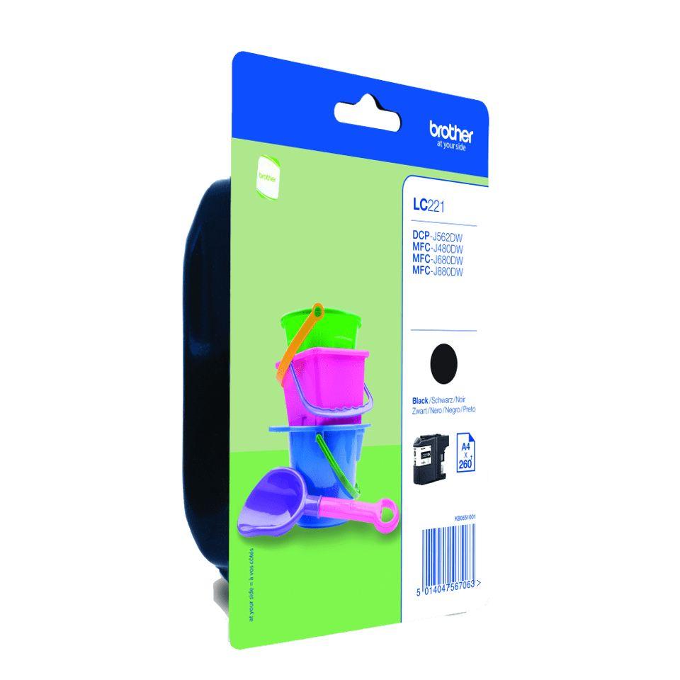 Tinteiro BROTHER LC221BKBP (260 páginas - Preto)