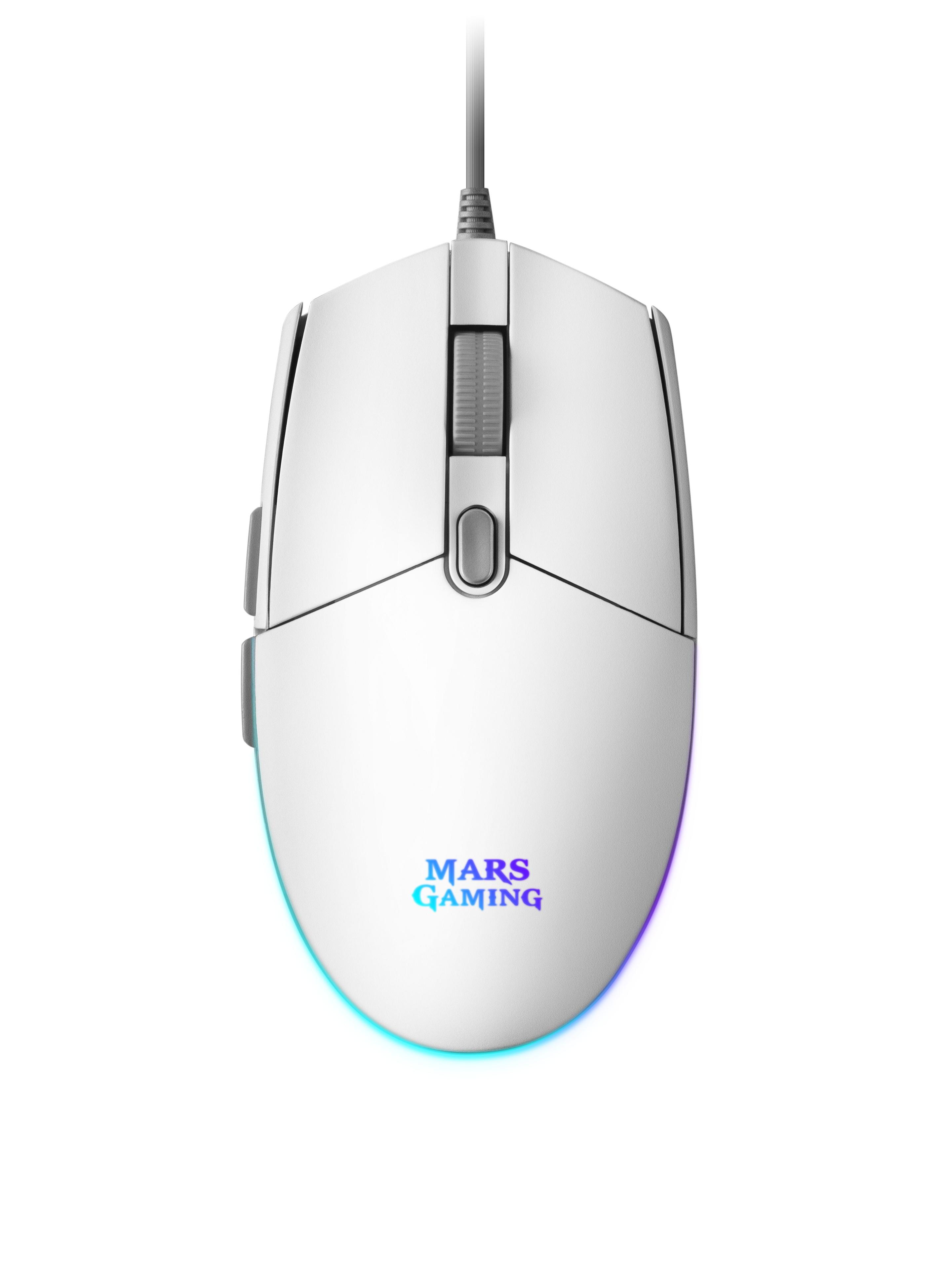 Rato Gaming MARS GAMING MMG (Mão direita - 3200 DPI - Ótico - Branco)