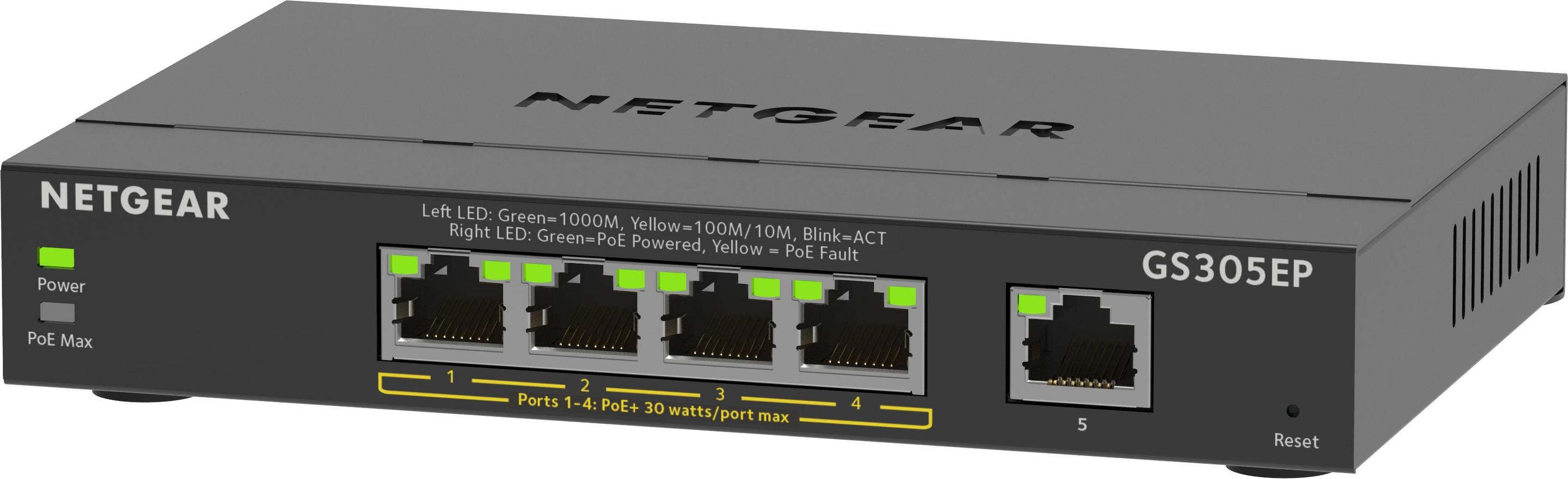 Switch Gerido NETGEAR GS305EP (Gigabit Ethernet - 10/100/1000 Mbit/s - 10 Gbit/s - Preto) — miniatura 3
