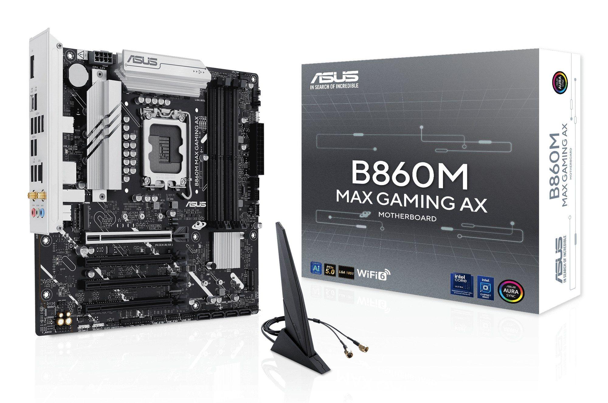 Motherboard ASUS B860M MAX GAMING AX (LGA 1851 - Intel Core Ultra - micro ATX - Cinzento)