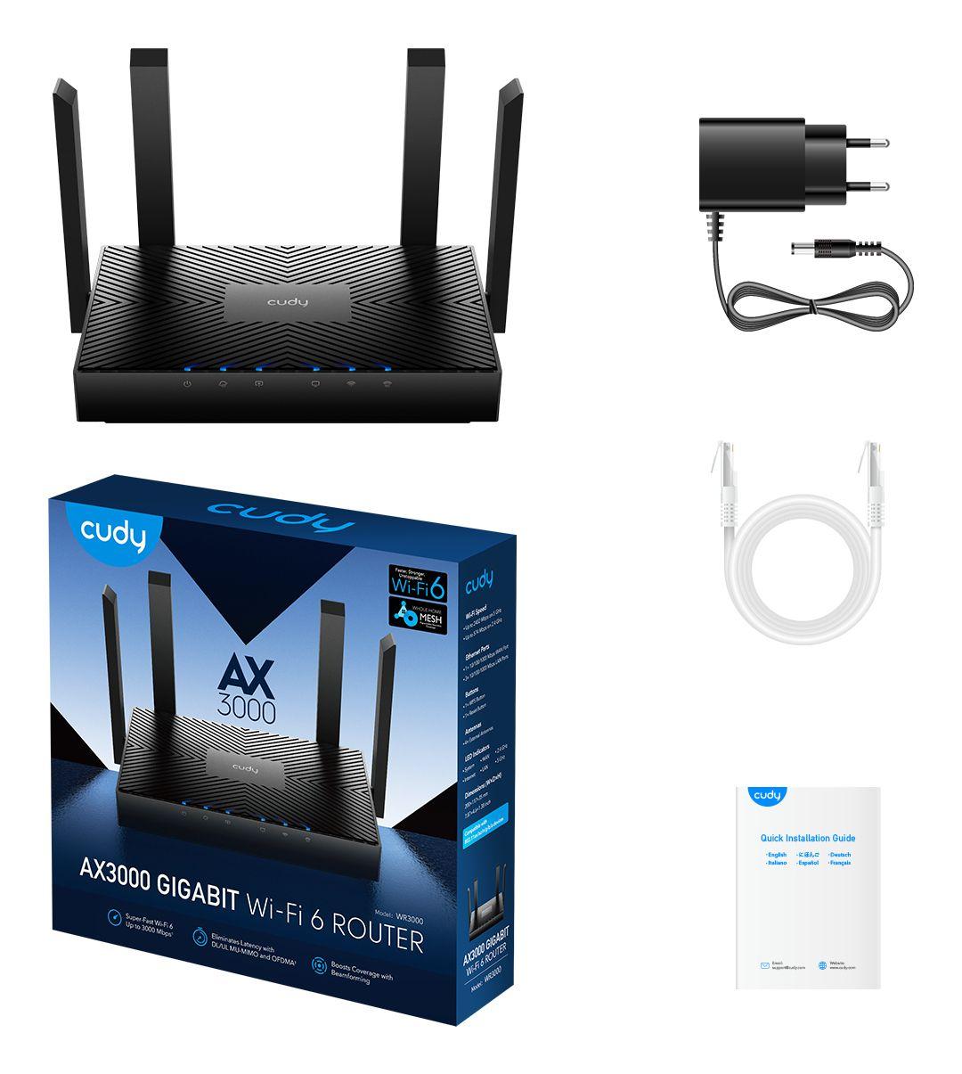 Router CUDY WR3000 (Wi-Fi 6 - 2402 Mbit/s - Dual-band - Preto), miniatura 6