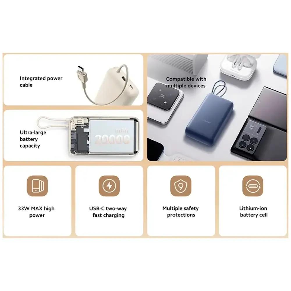 Powerbank XIAOMI 33W 20000mAh (20000 mAh - 74 Wh - 33 W - Bronzeado), miniatura 3