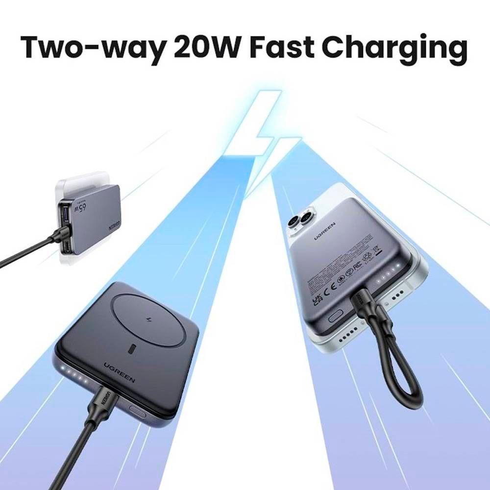 Powerbank UGREEN PB561 (10000 mAh - 20 W - USB Type-C - Cinzento), miniatura 3