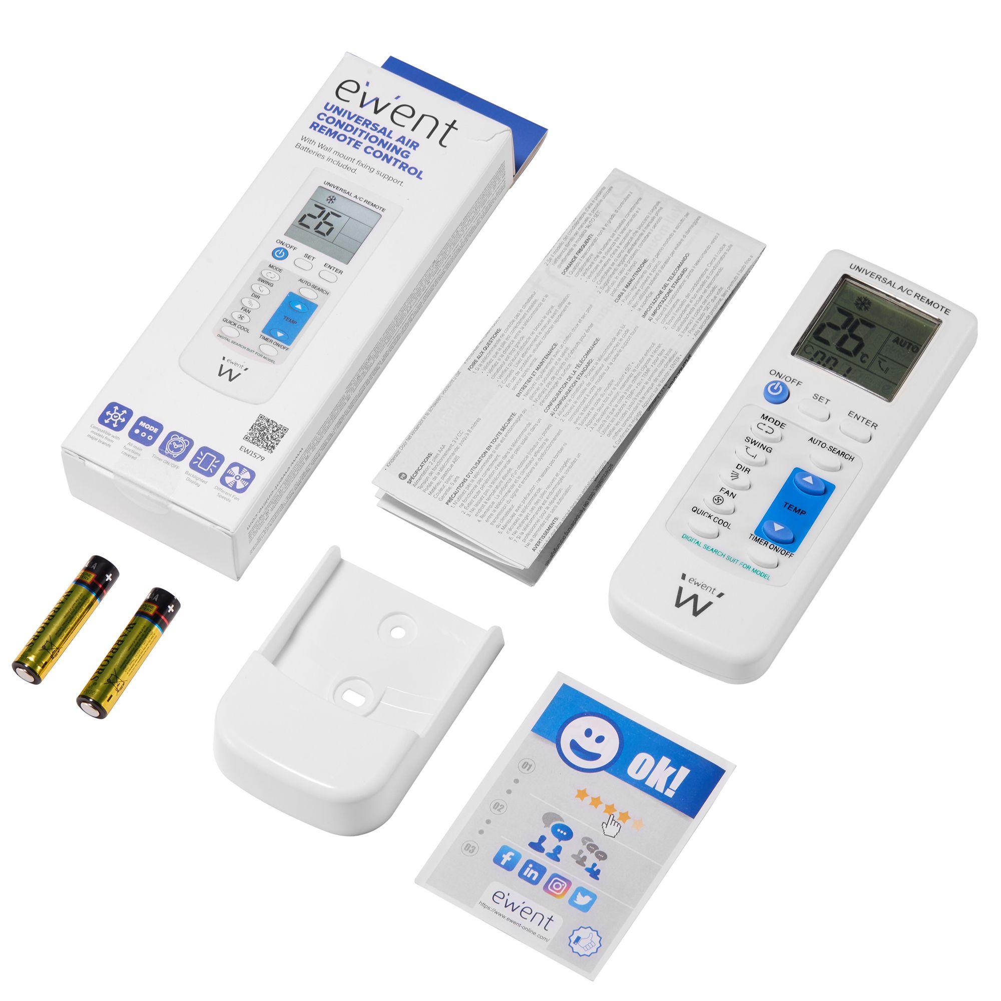 Controlo Remoto Universal para Ar Condicionado EWENT EW1579 (Altura 1,8 cm - Branco) — miniatura 2