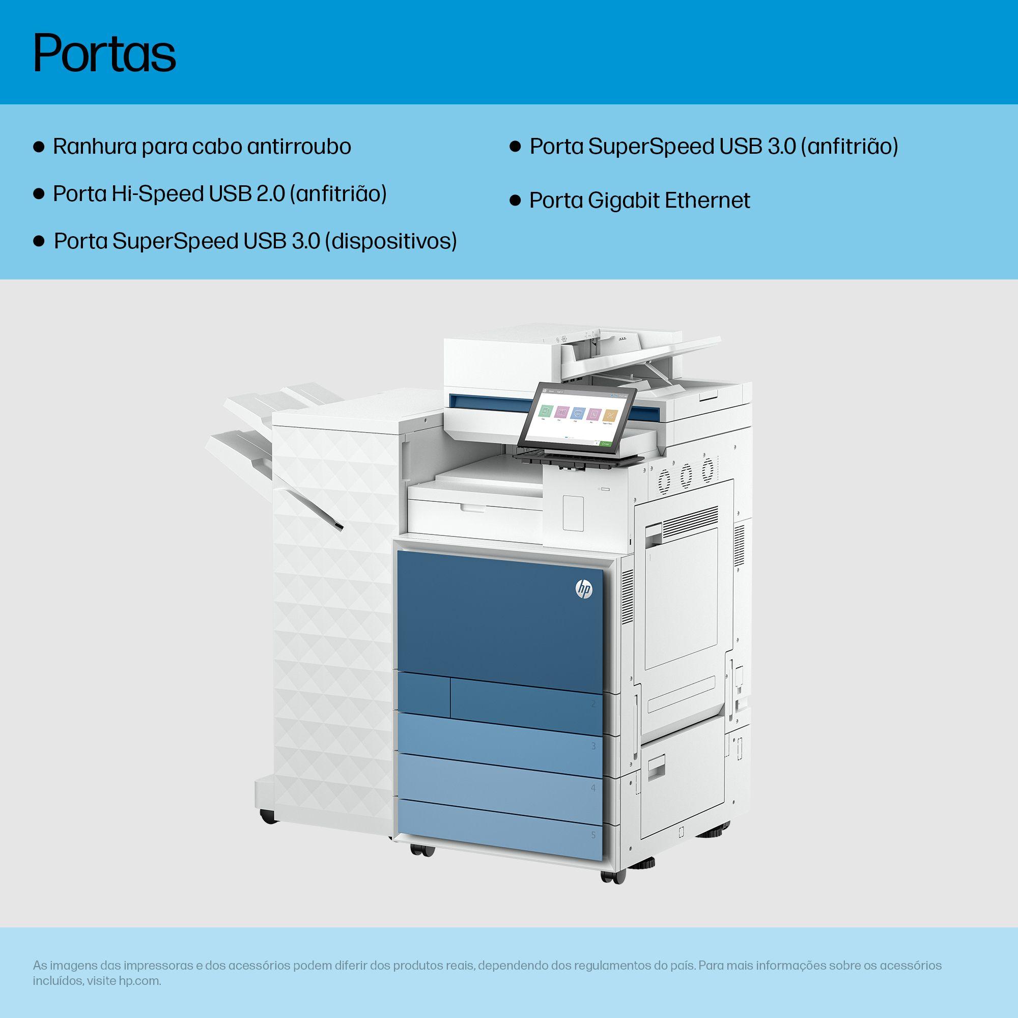 Impressora Multifunções HP LaserJet Enterprise Flow MFP 8801z+ (A3 - Impressão a cores - 2180 folhas - Azul e Branco), miniatura 4