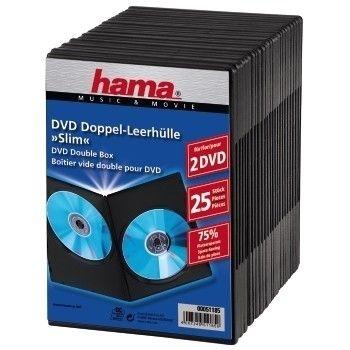 Caixa Dupla Slim para DVD HAMA 51185 (Preto)